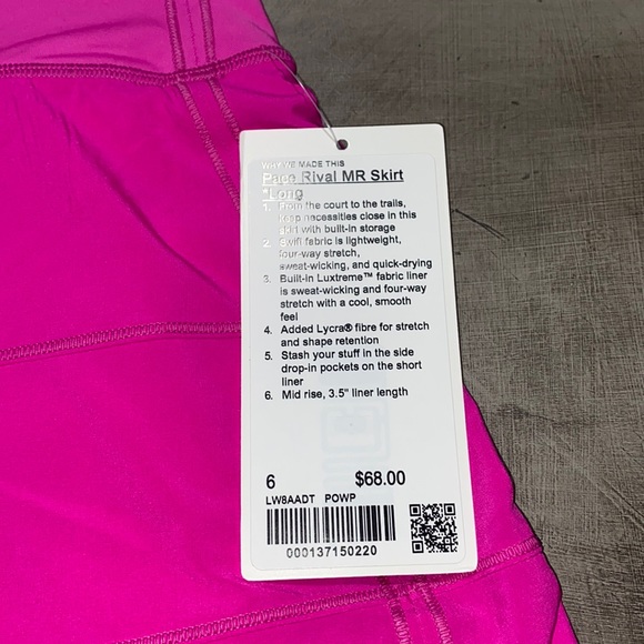 🍋Lululemon Pace Rival MR Skirt *Long, NWT - Picture 4 of 8